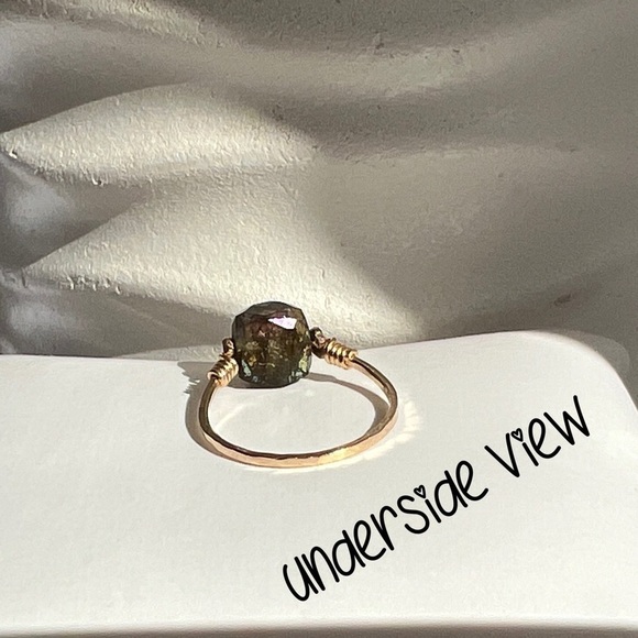 LABRADORITE Gemstone Gold wire Wrap Ring - Picture 7 of 14